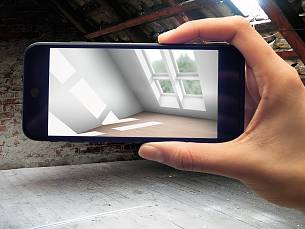 Mit der App „MyDaylight“ von Velux bekommen Bauherren einen Eindruck davon, wie Dachfenster den Raum belichten.